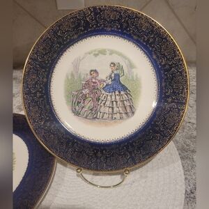 23k Gold Warranted Two Imperial Service Plates By Salem China Co 10.5"